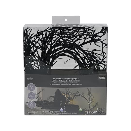48ct. Black Flocked Branch LED String Lights by Ashland®